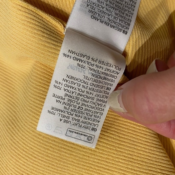 & OTHER STORIES Women’s Trumpet Sleeve Cardigan Ribbed Cropped Yellow Size XS - Picture 8 of 8
